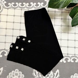 Joseph Ribkoff Black Pull-On Capris with Rhinestone Button Cuffs – Size 6